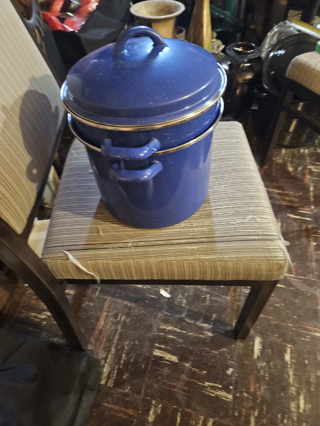 Blue Enamel Pot Set with Steamer Insert - photo 3