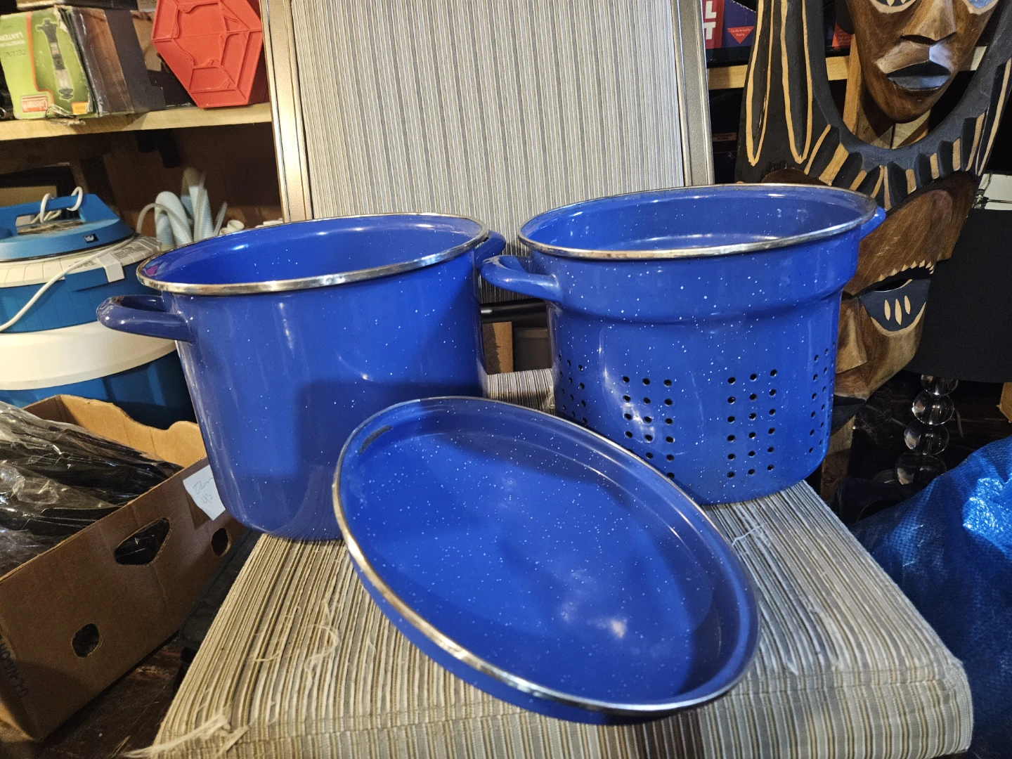 Blue Enamel Pot Set with Steamer Insert - photo 4