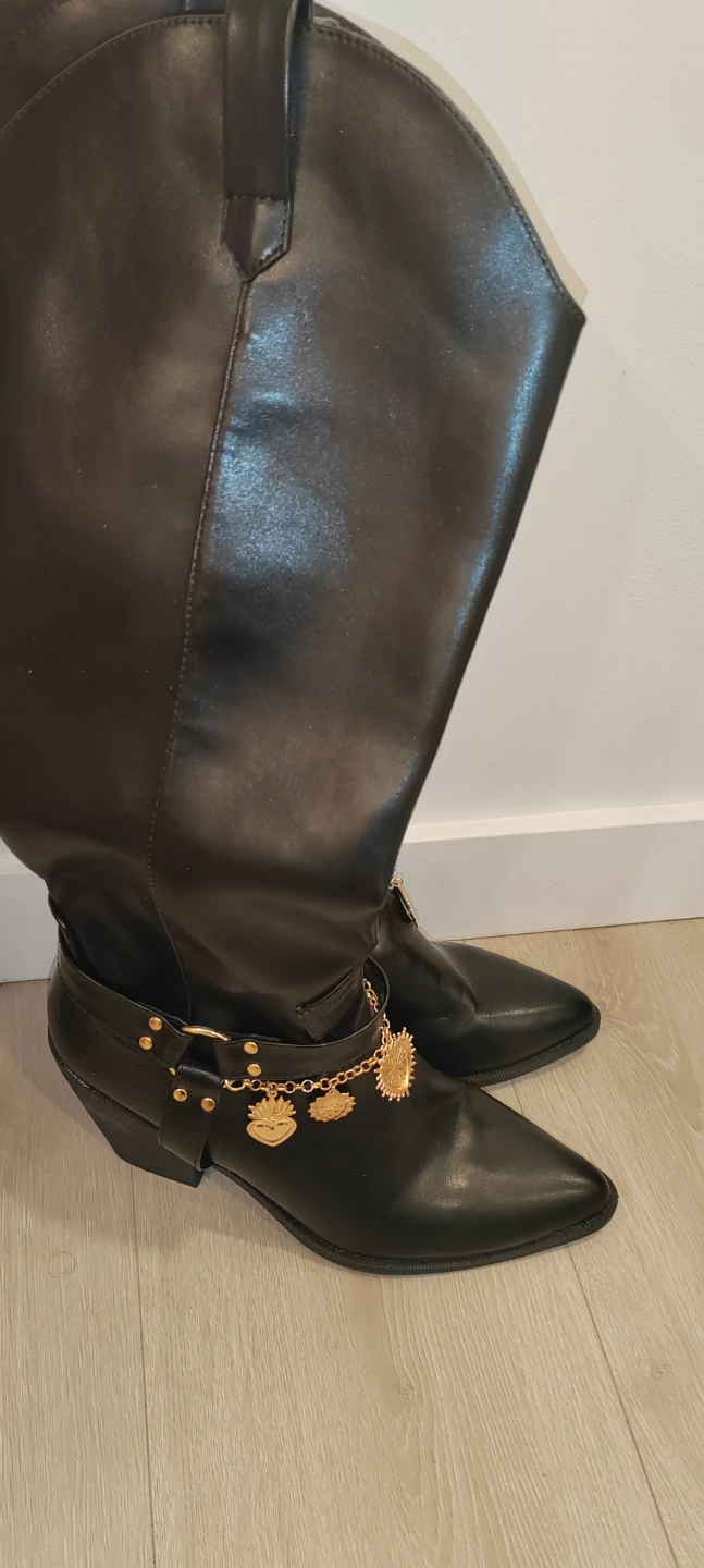 Black Cowboy Boots with Gold Charms - photo 2