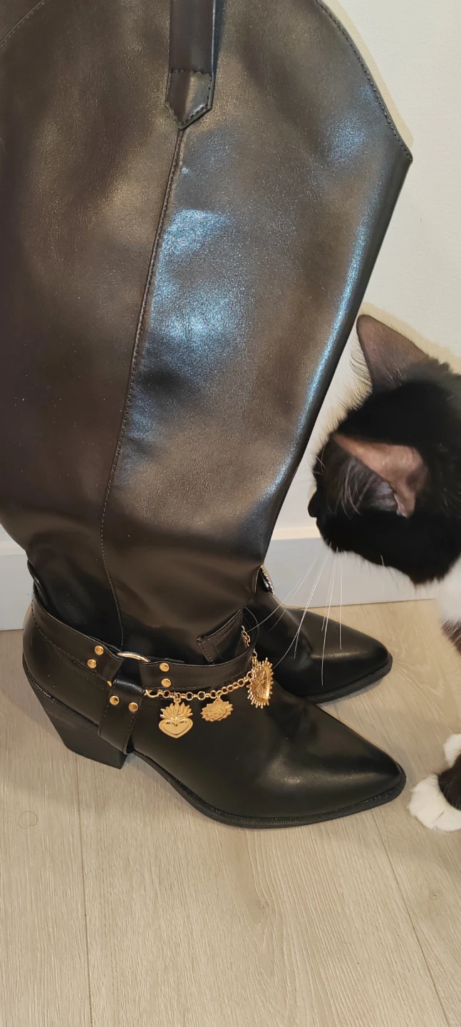 Black Cowboy Boots with Gold Charms - photo 3