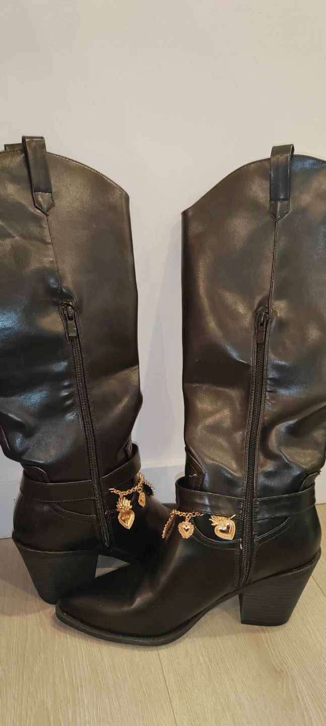 Black Cowboy Boots with Gold Charms - photo 5