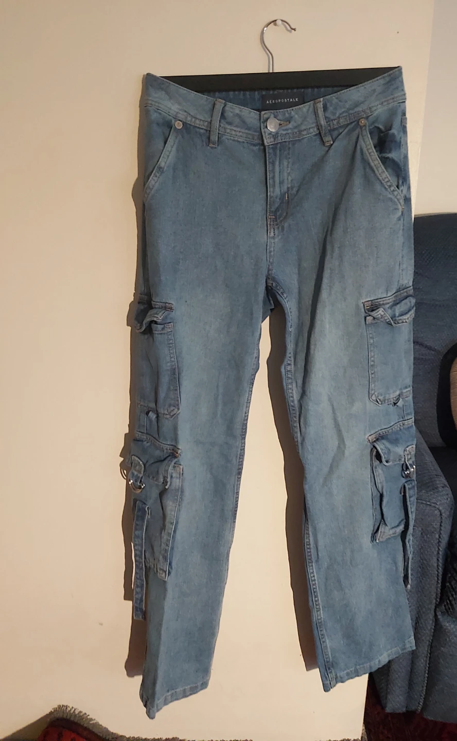 AeroPstale Cargo Jeans - Blue Denim