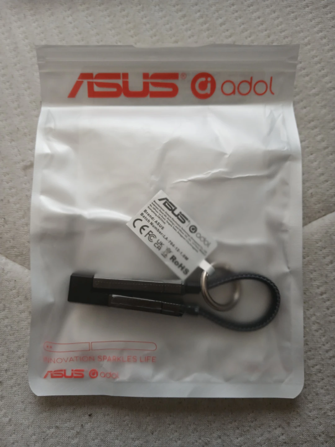 ASUS Adol USB, USB-C x2, & Lightning Keychain Charging Cable