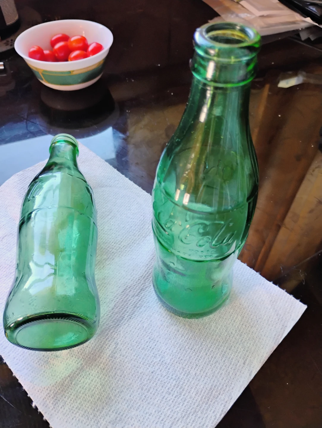 Vintage Green Coca Cola Bottles - exact year unknown