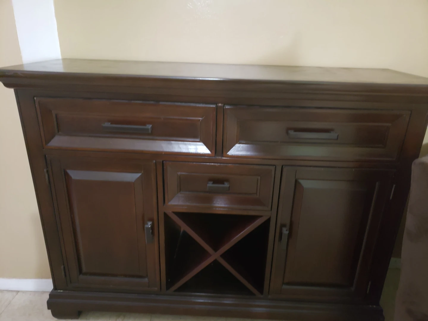 Dark Wood Buffet Sideboard with Wine Rack