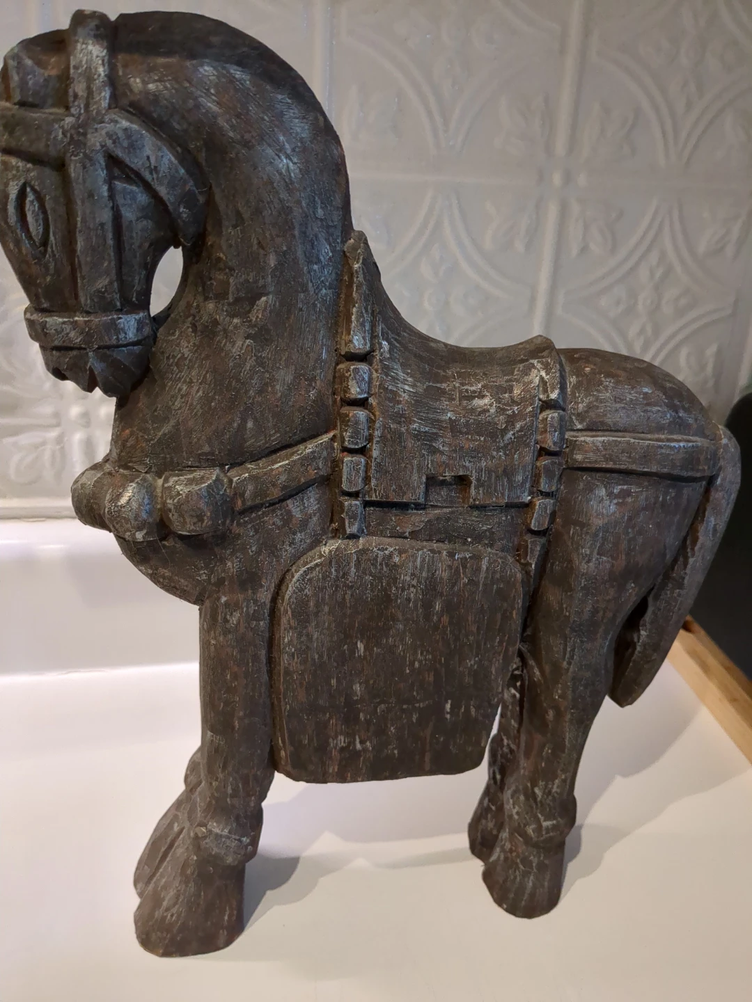 Wooden Horse Figurine..Chinese War Horse