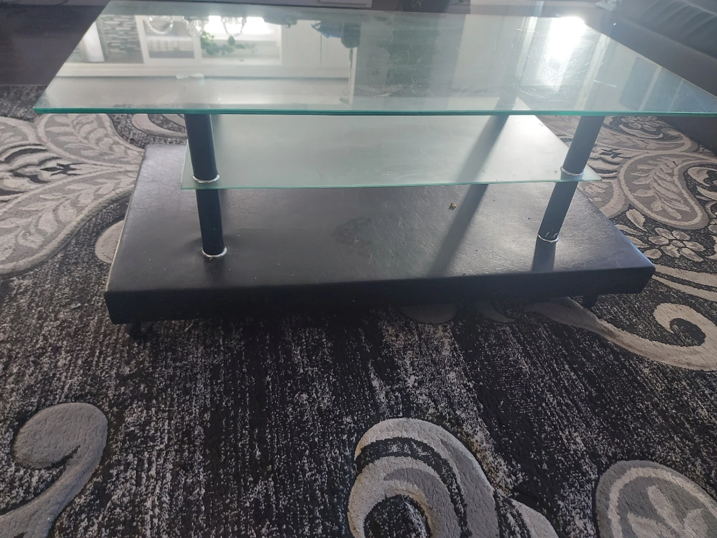 Glass and Black Coffee Table - photo 2