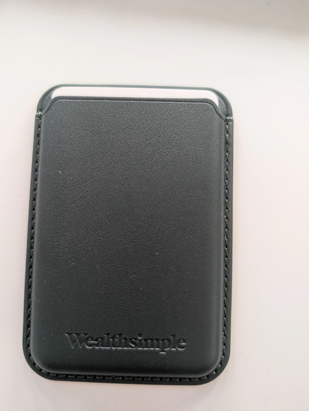 Wealthsimple Dark Green Leather Card Holder with Ring