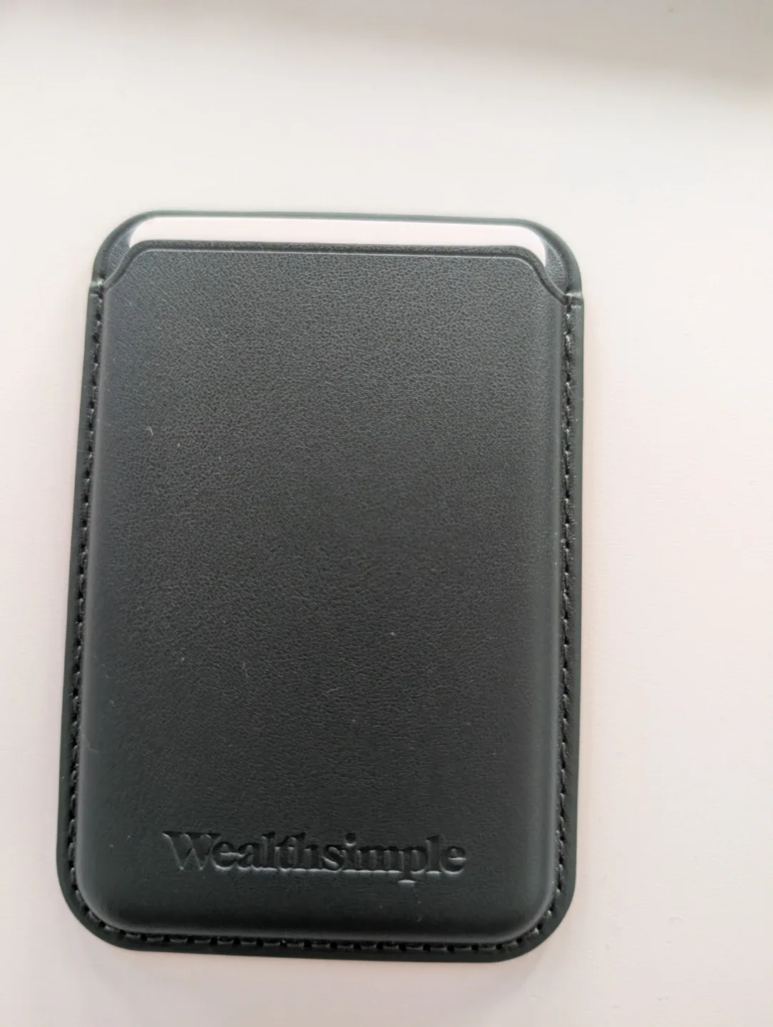 Wealthsimple Dark Green Leather Card Holder with Ring