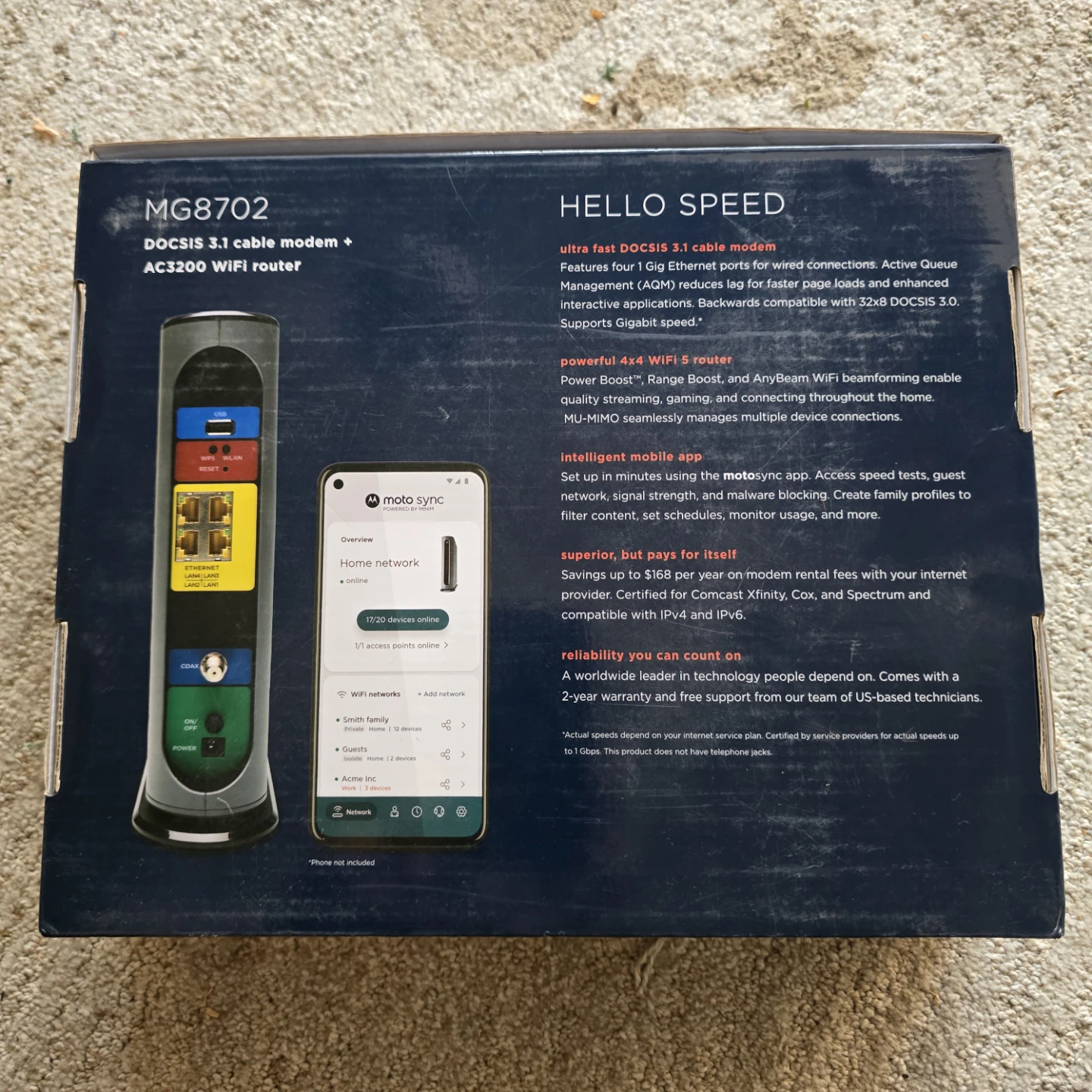Motorola MG8702 DOCSIS 3.1 Cable Modem + AC3200 WiFi Router