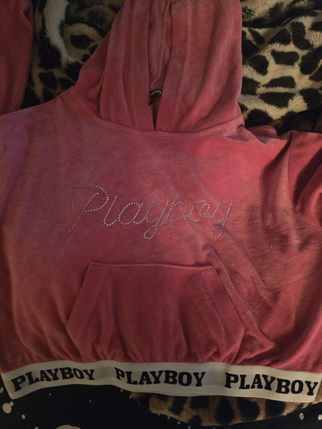 Pink Playboy Velour Hoodie