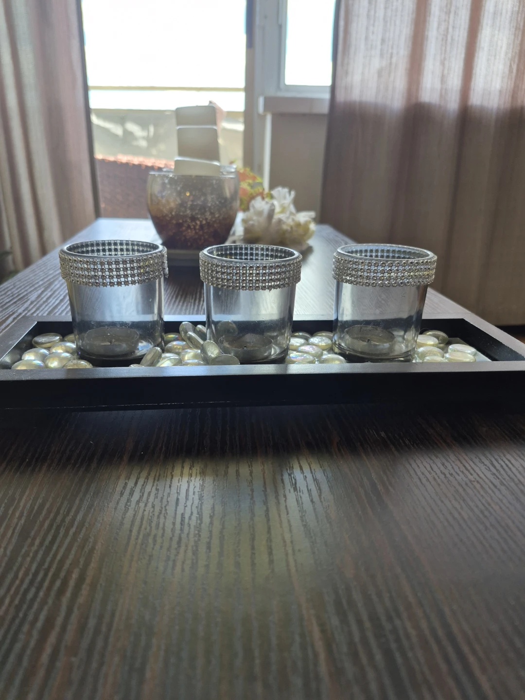 Decorative 3-Tealight Candle Holder with Gems