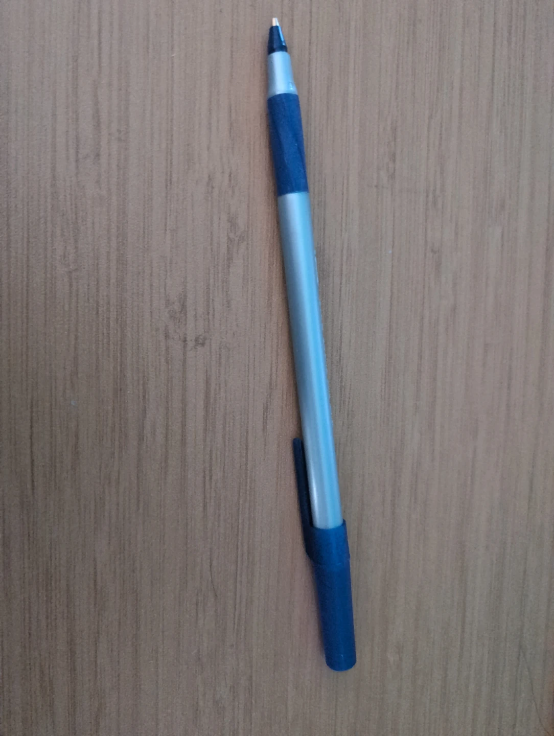 Blue and Silver Ballpoint Pen