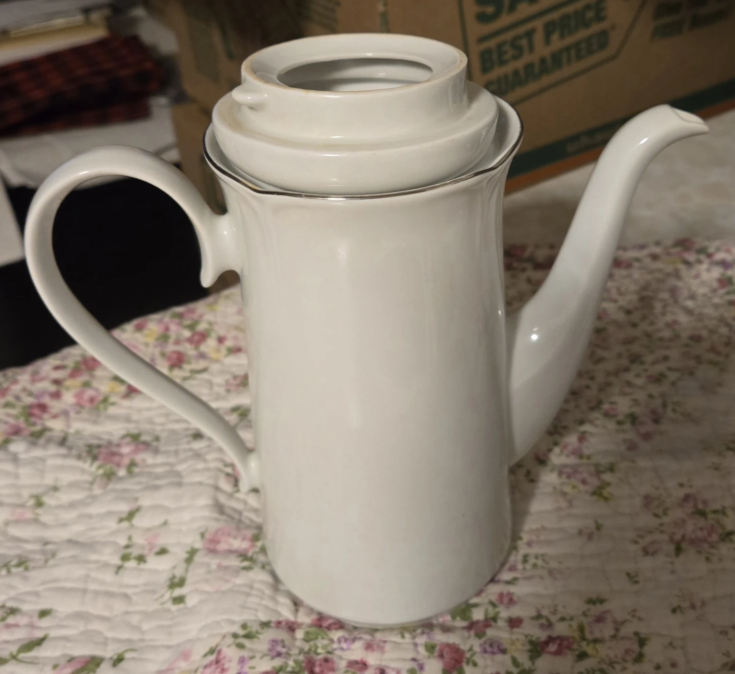 White Ceramic Coffee Pot Set with Sugar Bowl and Creamer - photo 2