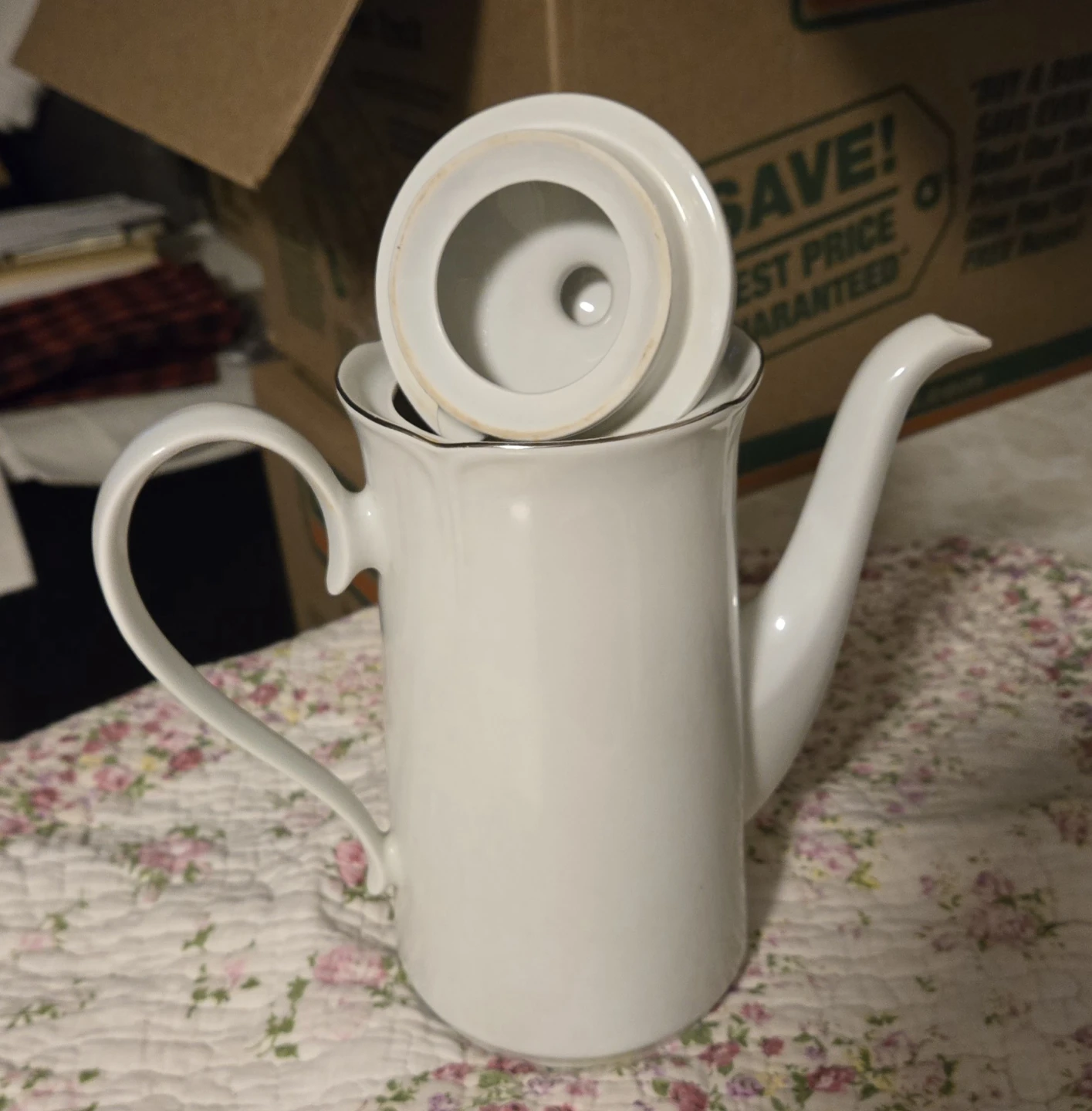 White Ceramic Coffee Pot Set with Sugar Bowl and Creamer - photo 3