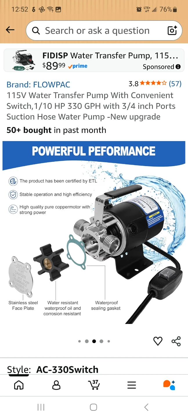 FLOWPAC 115V Water Transfer Pump AC-330Switch - photo 5