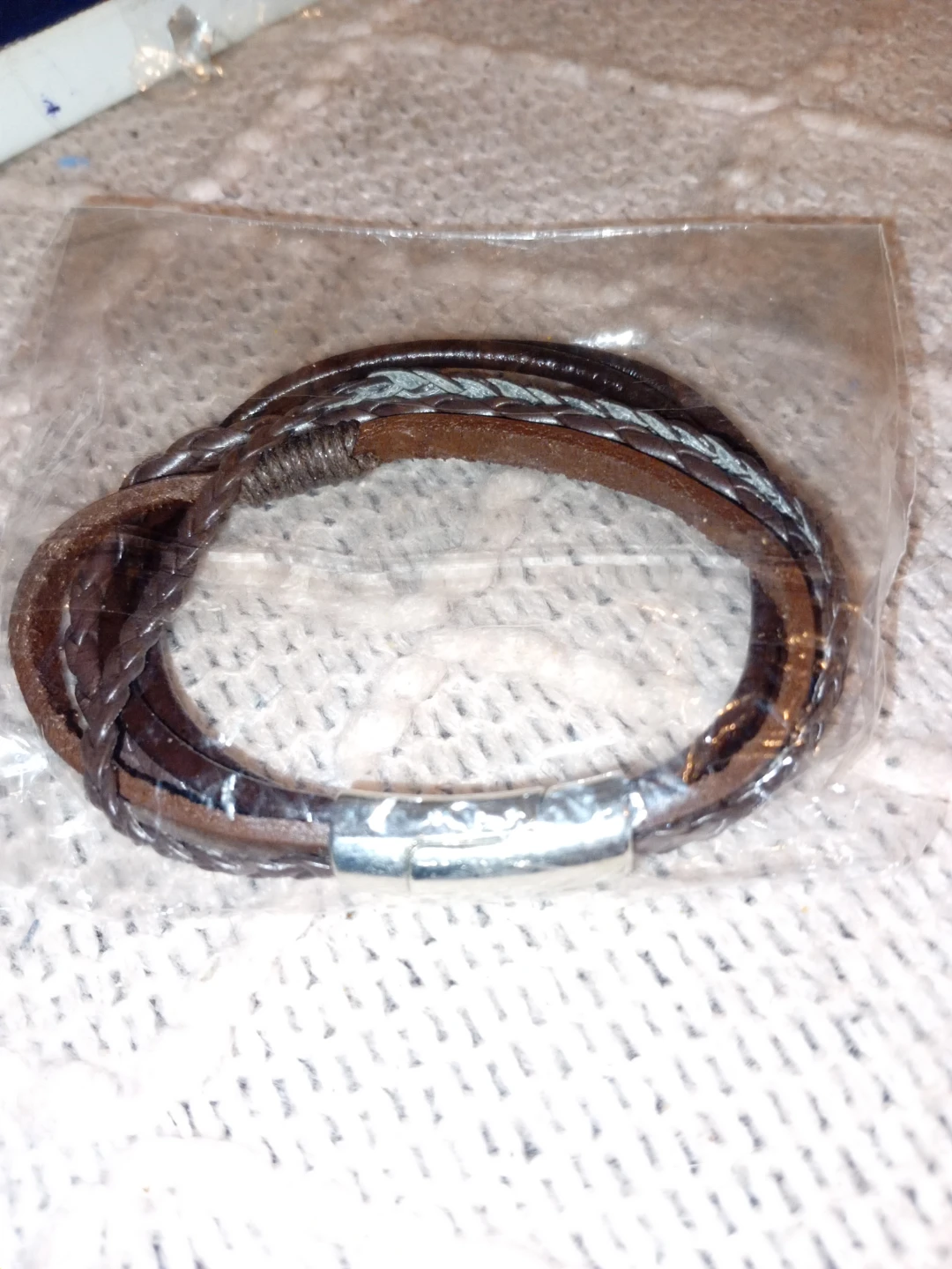 Brown Leather Layered Bracelet with Magnetic Clasp