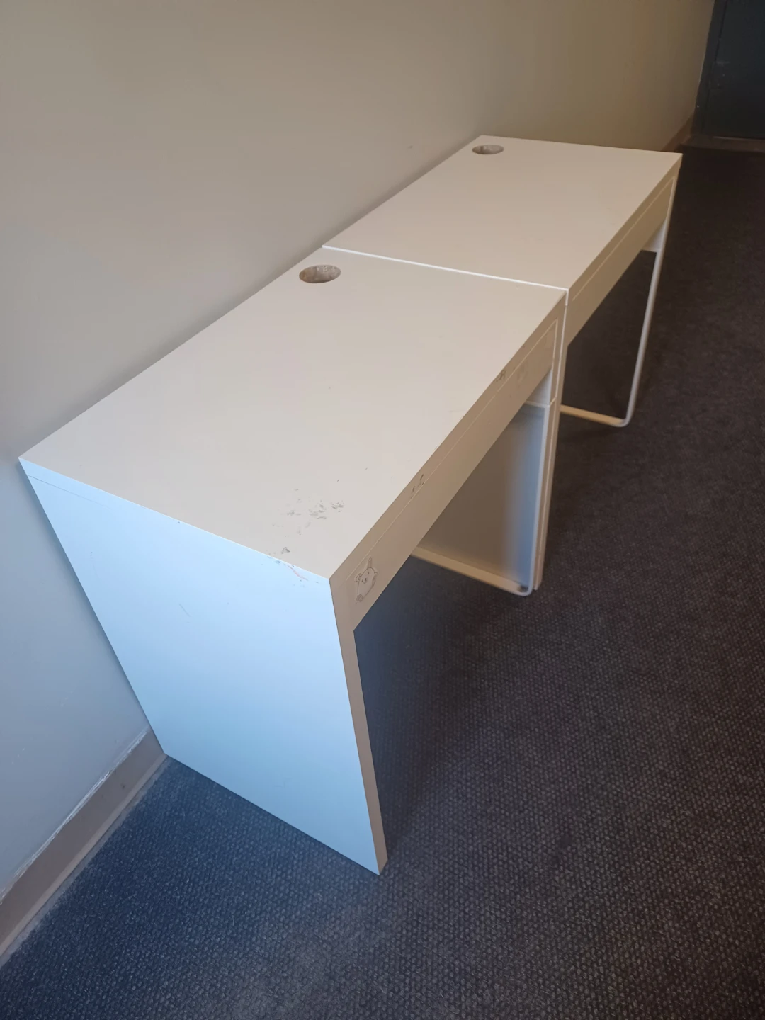 2 WHITE MINI COMPUTER DESKS.