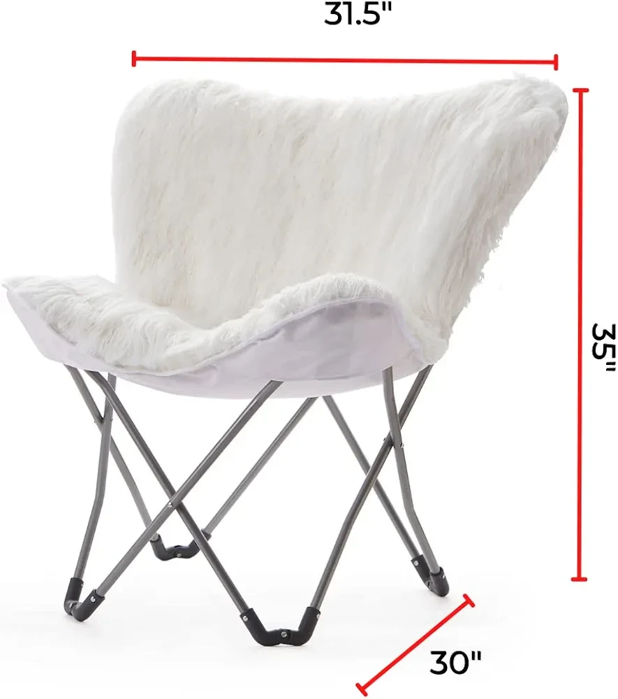 White Faux Fur Butterfly Chair - photo 2