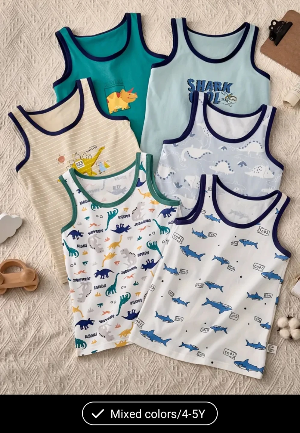 Kids' Tank Tops - Mixed Colours - Size 4-5Y