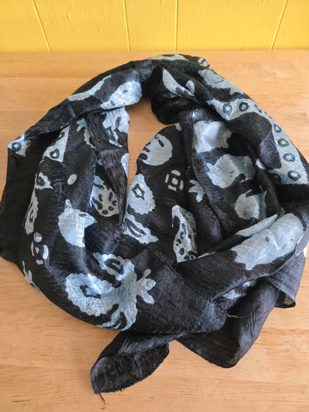 Black and Blue Patterned Scarf