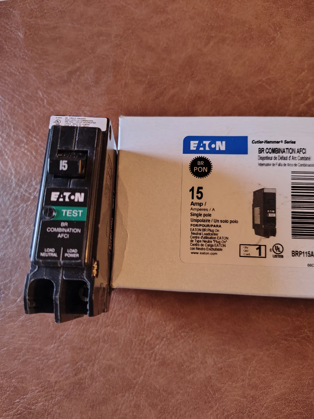 EATON BR Combination AFCI Circuit Breaker 15 Amp