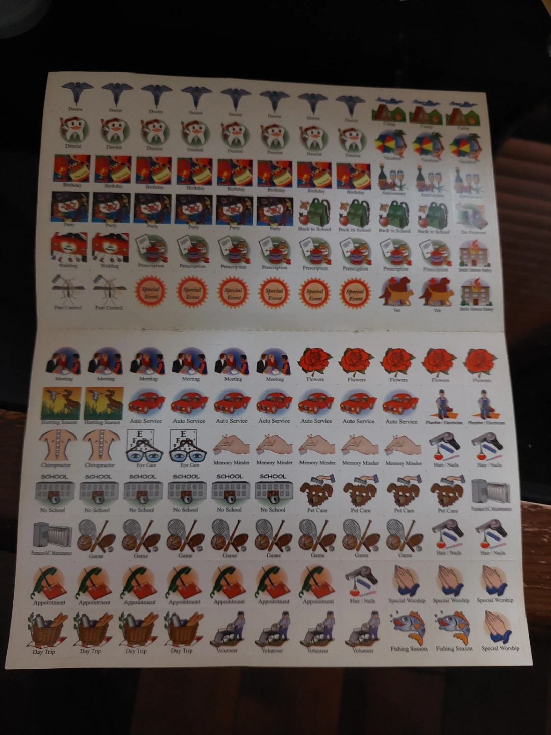 Vintage Agenda Event and Reminders sticker sheet