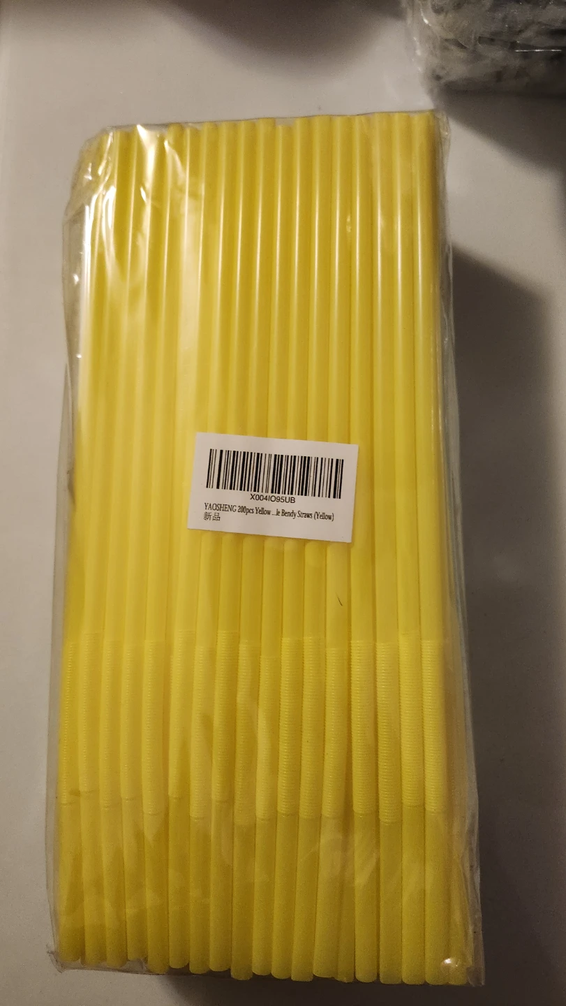 YAOSHENG 200pcs Plastic Bendy Straws - photo 3