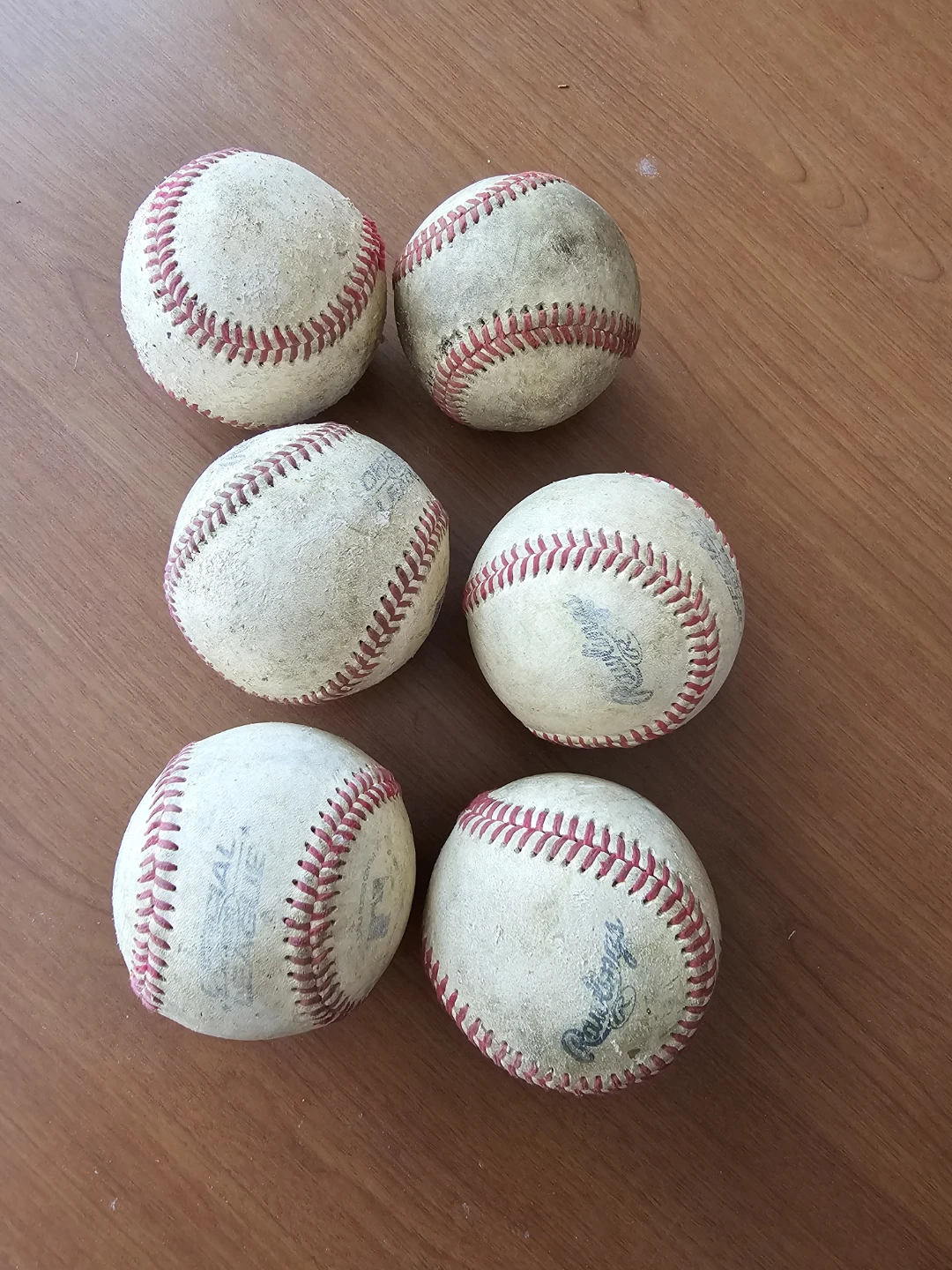 Set of 6 Used Rawlings Baseball Balls