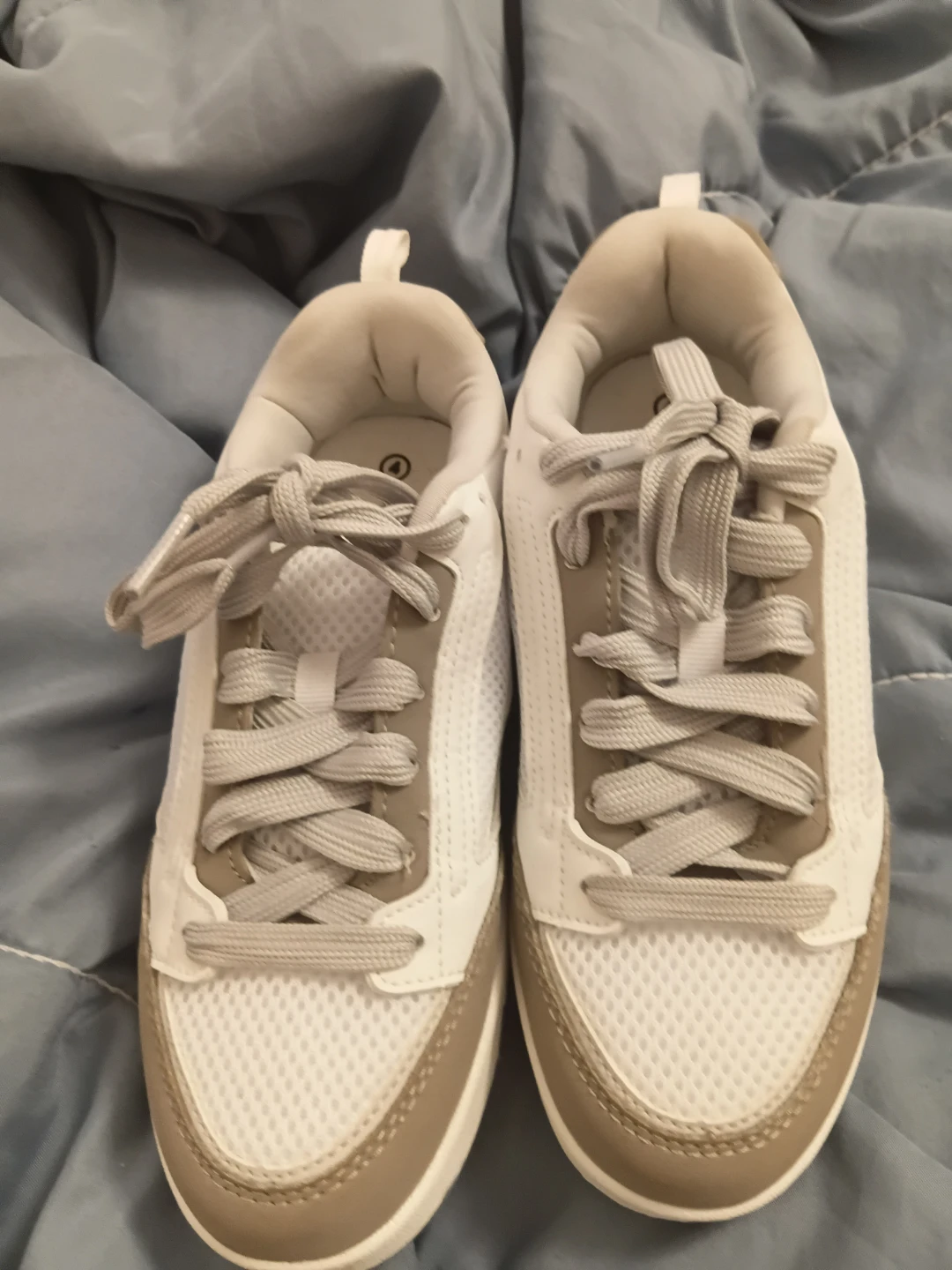White and Tan Sneakers
