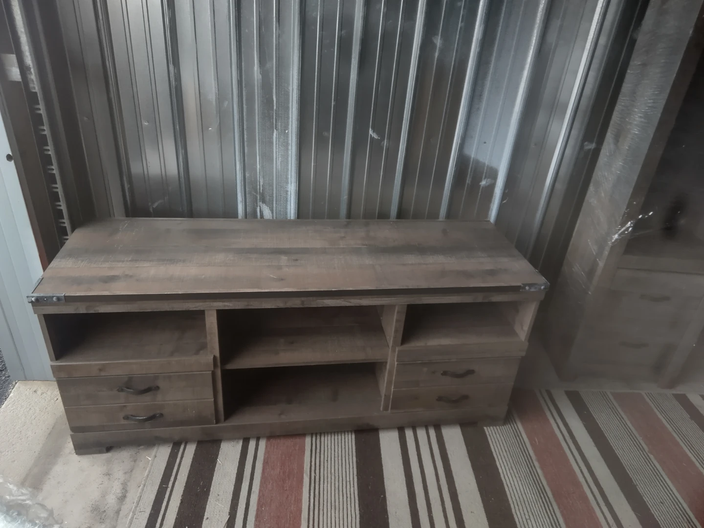 Rustic Wood TV Stand with Drawers and Shelves