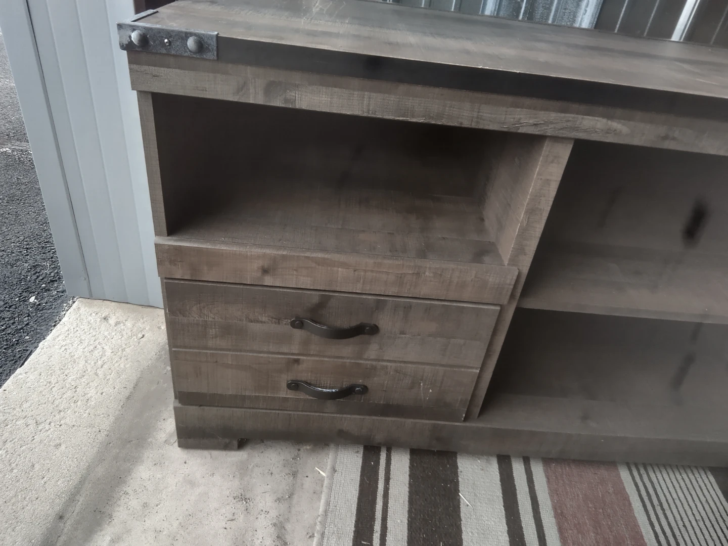 Rustic Wood TV Stand with Drawers and Shelves - photo 3