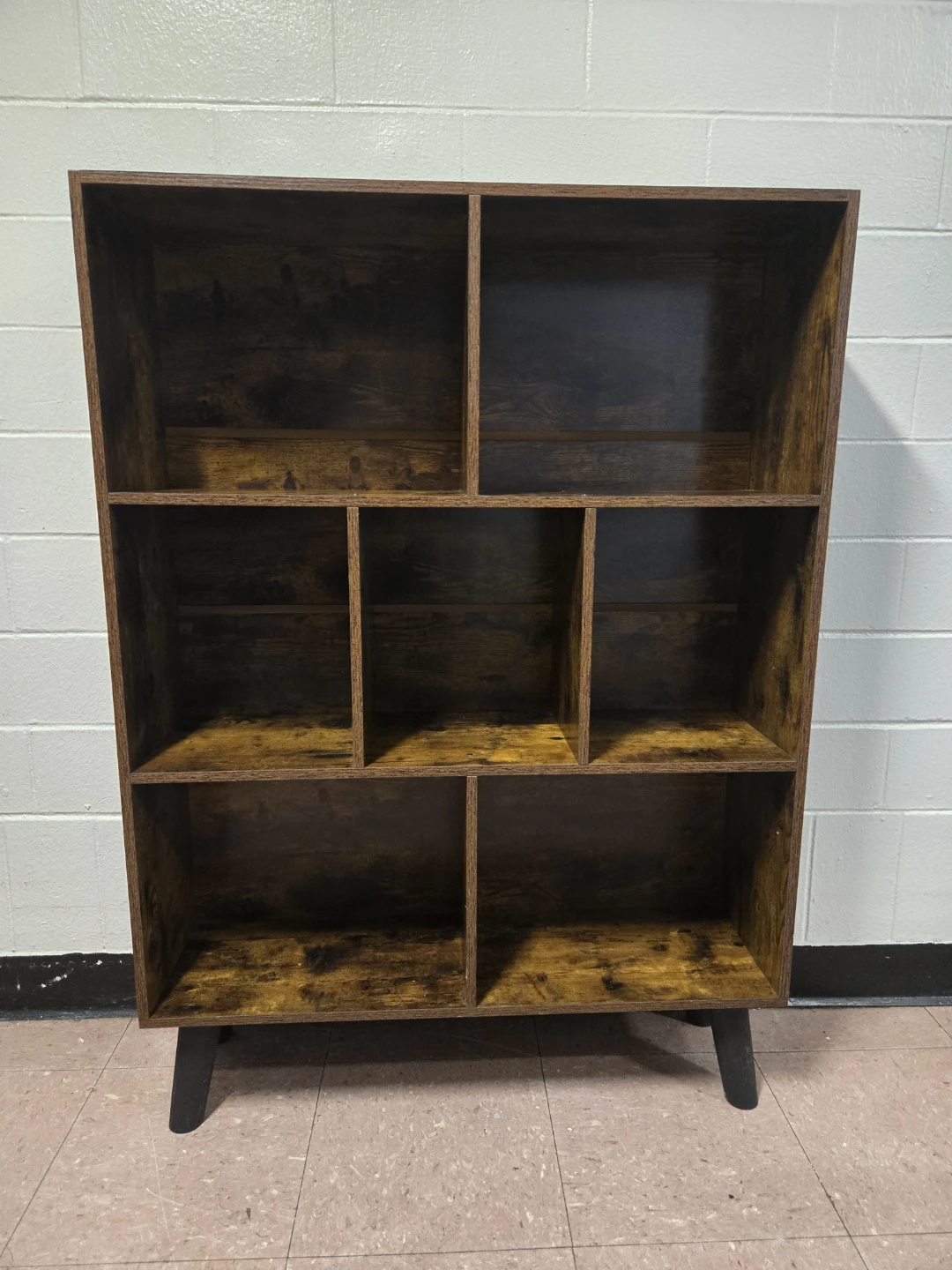 Rustic Dark Wood Storage Cabinet Shelf Unit