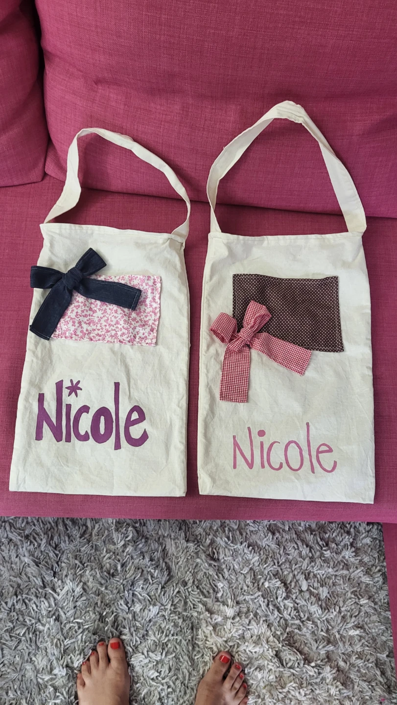 Two Personalized "Nicole" Tote Bags