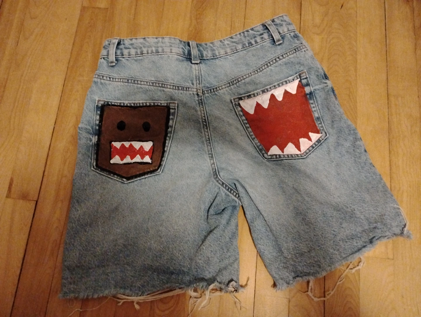 Hand painted wash proofed demo-kun jean shorts