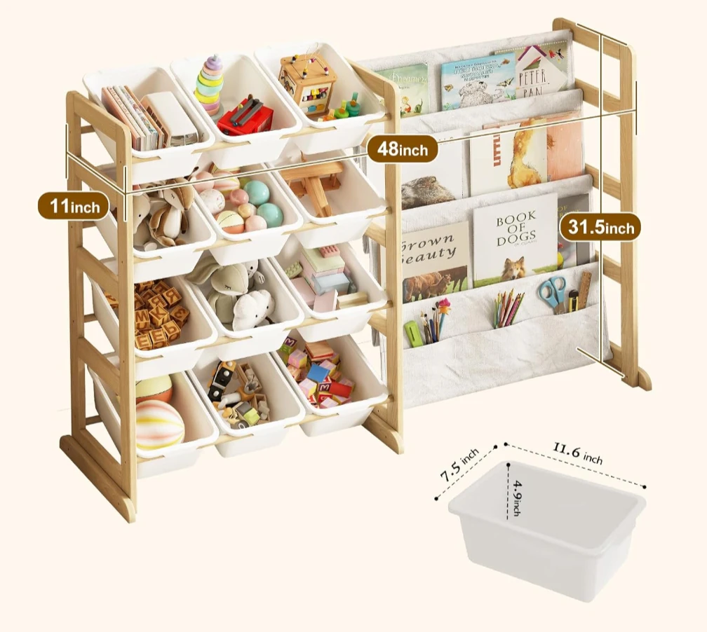 Kid's Toy Storage Organizer with Bookshelf - photo 2