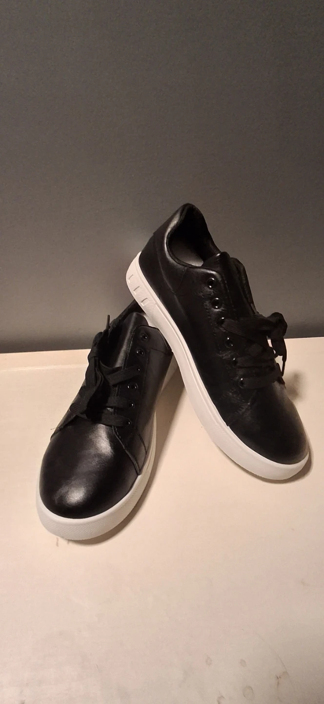 Black Faux Leather Sneakers - photo 2