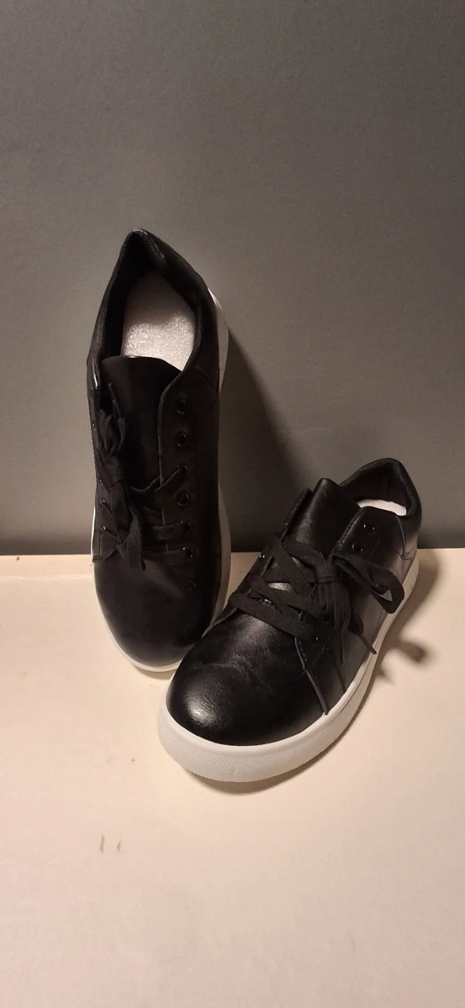 Black Faux Leather Sneakers - photo 4