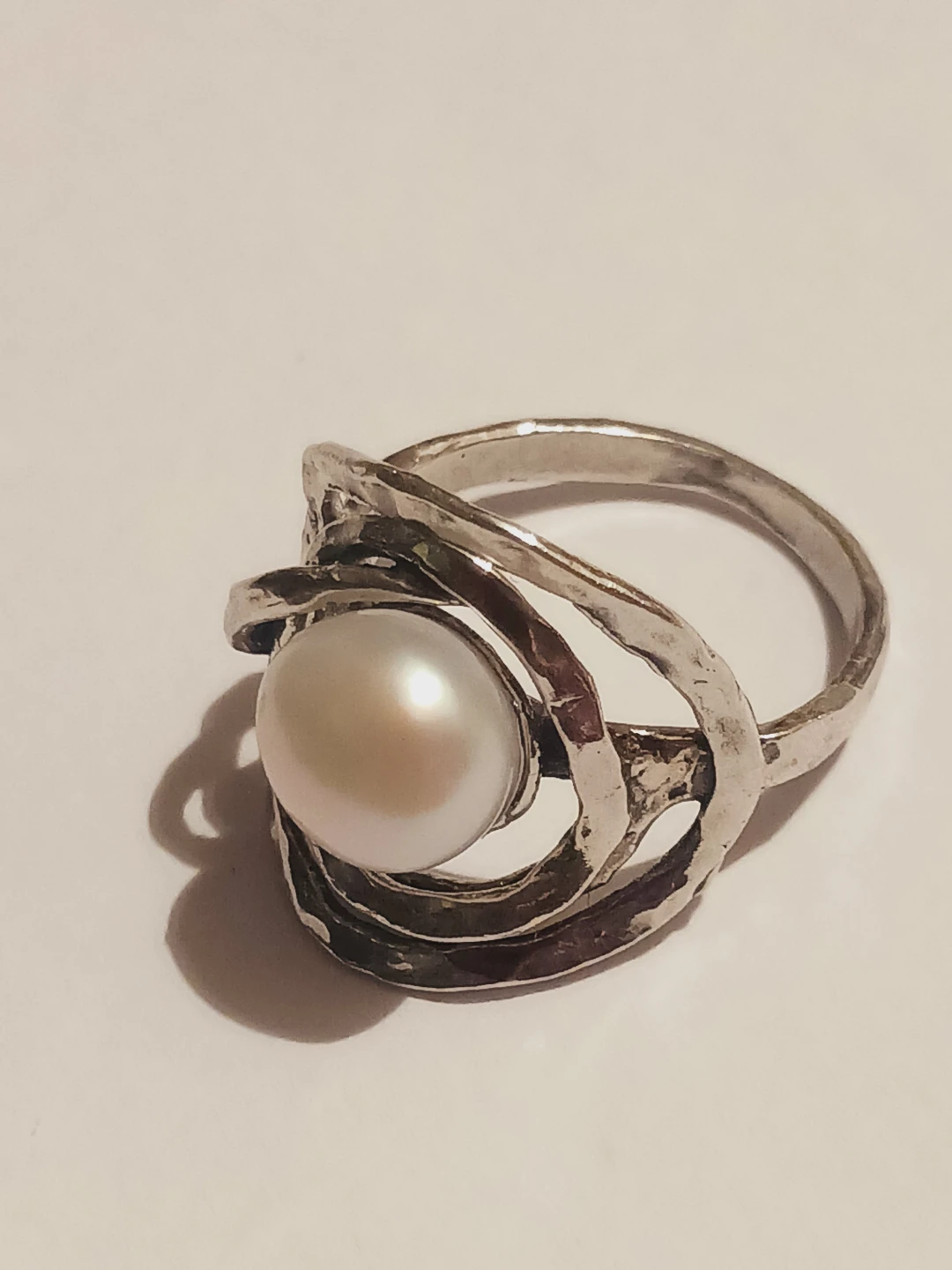 Zuman Israel 925 Signed Sterling Silver Pearl Ring.8.