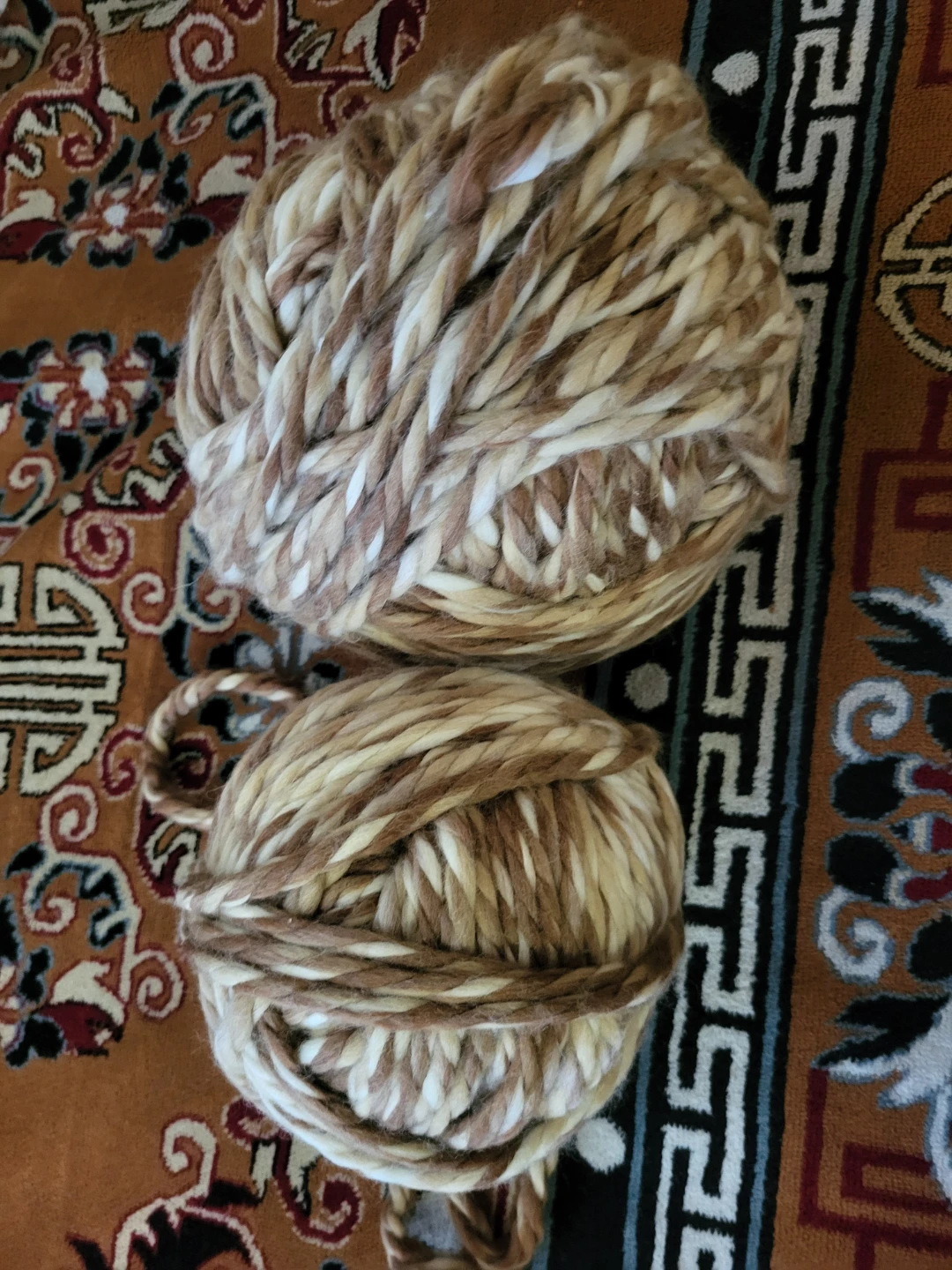 ⚽️ Chunky Yarn Balls - Beige, Brown, White Mix - photo 2