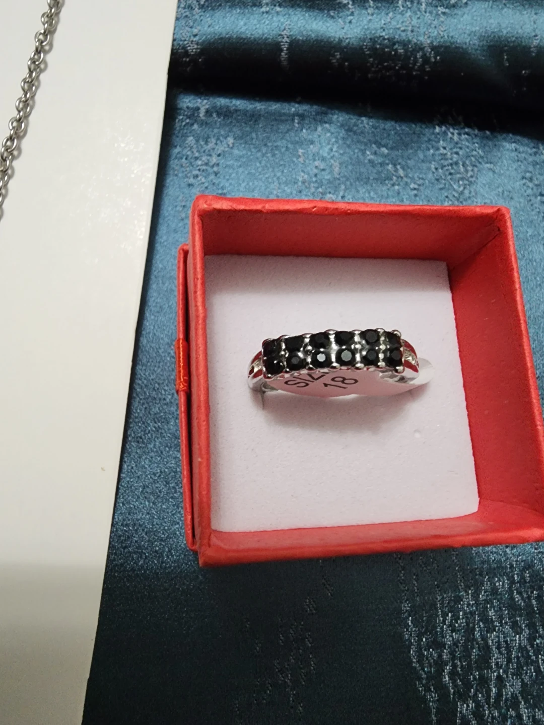 Silver-tone Ring with Black Stones and Pendant Necklace - photo 2