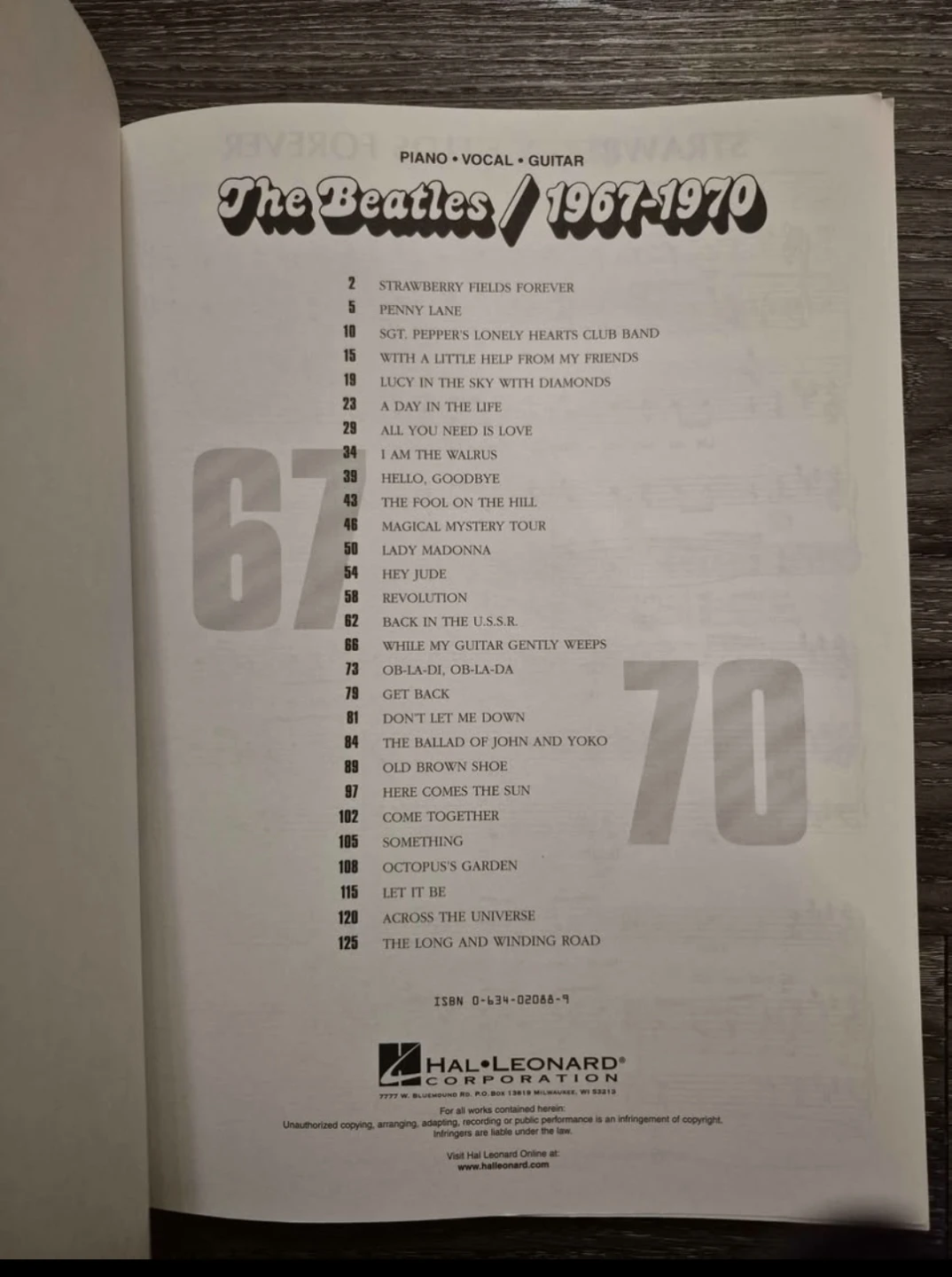 The Beatles / 1967-1970 Piano Vocal Guitar Sheet Music - photo 2