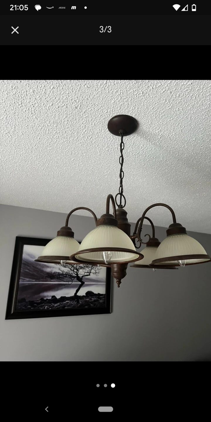 Beautiful 5-Light Chandelier - Antique Bronze & Frosted Glass