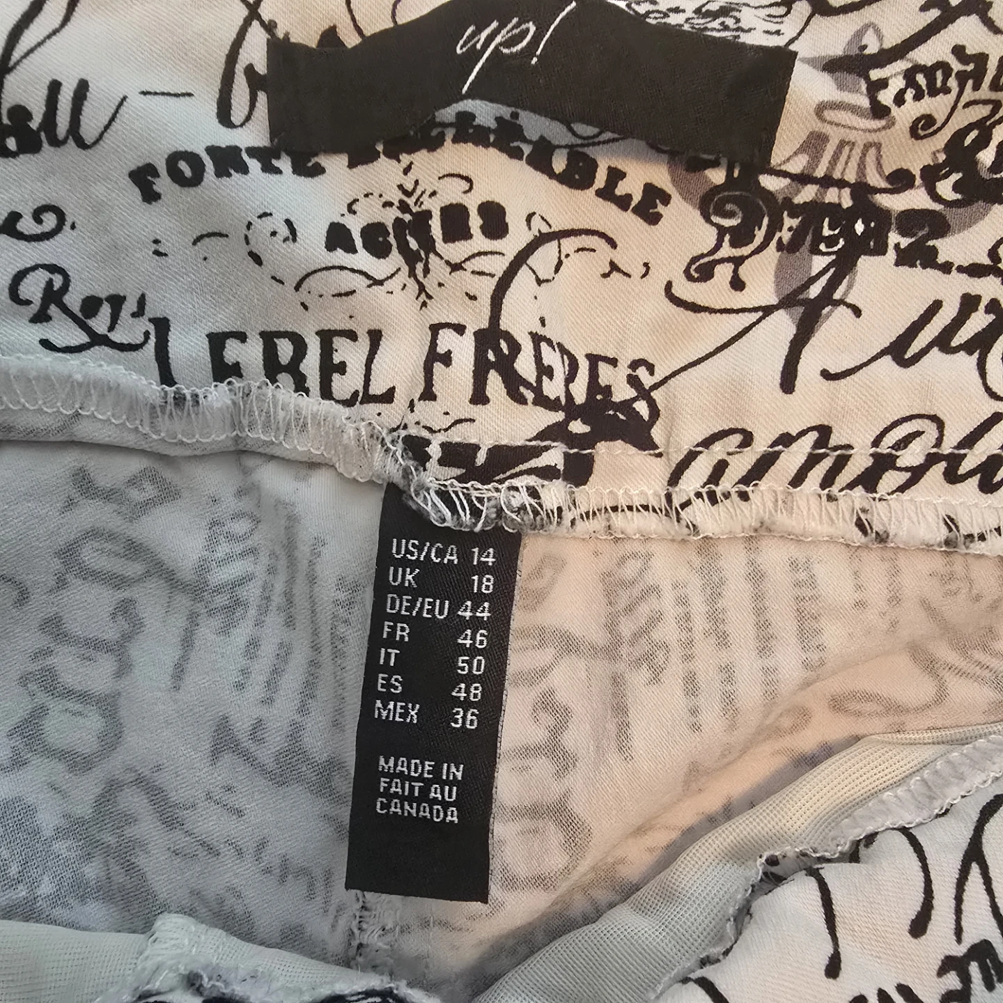 UP! Pants Size 14 White Black Script Print - photo 3