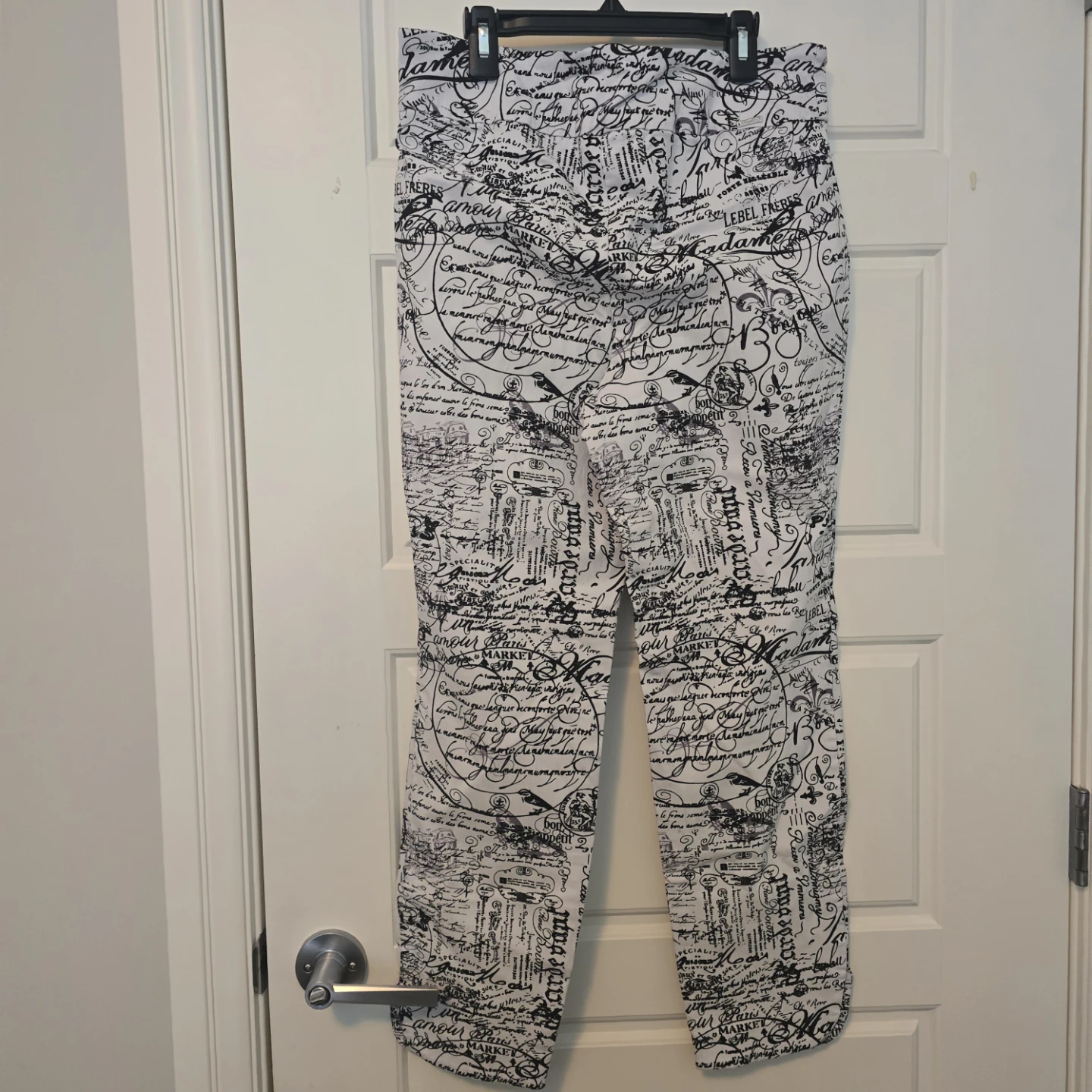 UP! Pants Size 14 White Black Script Print - photo 4