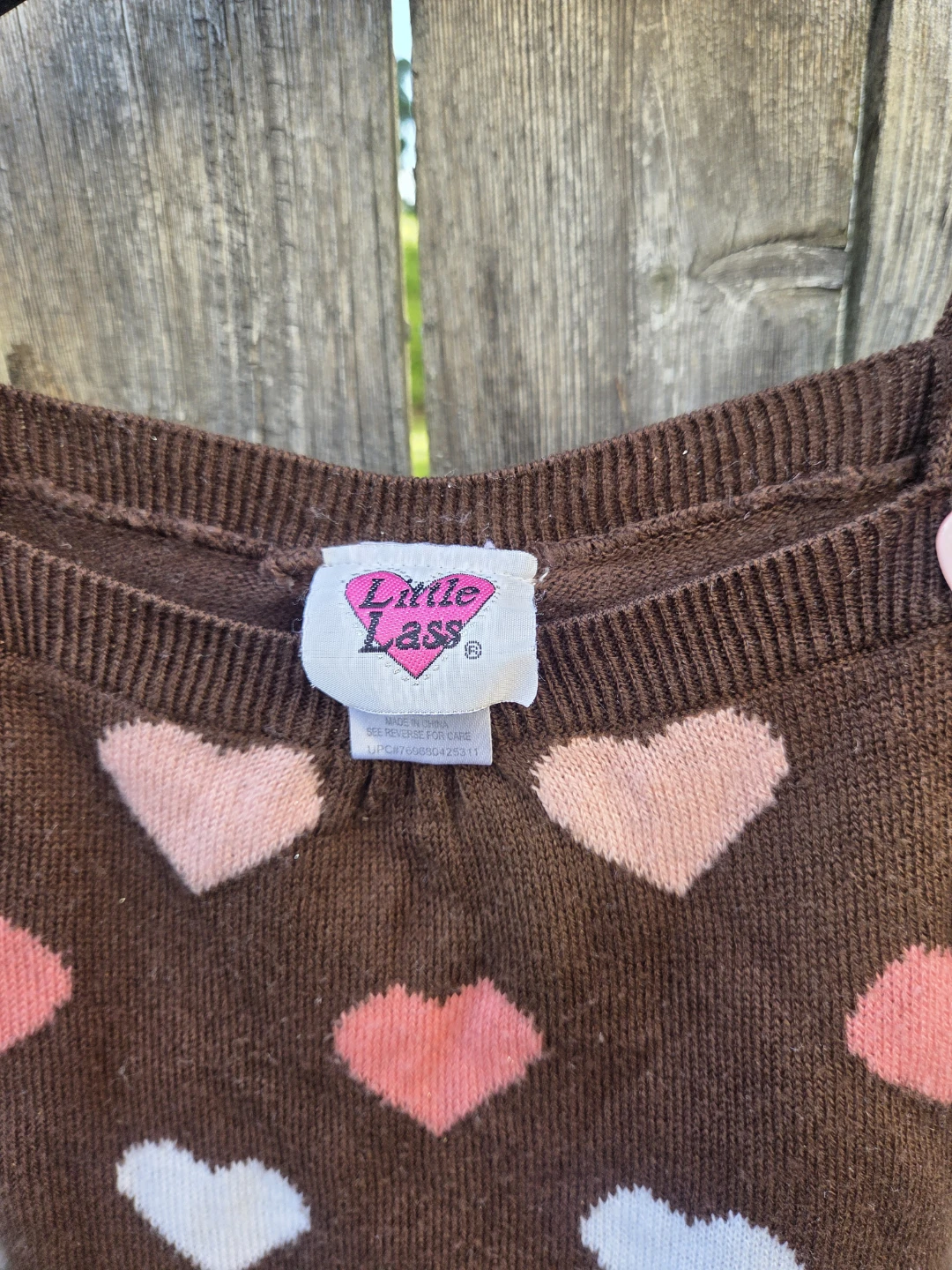 Little Lass Brown Heart Print Sweater Dress - photo 2