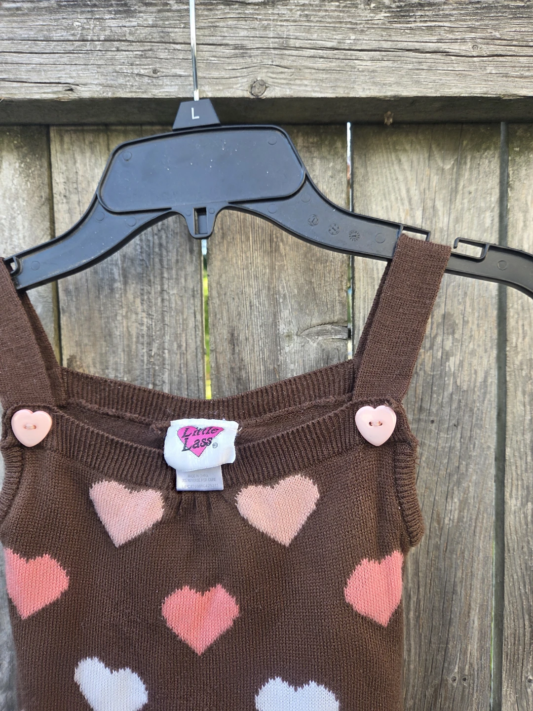Little Lass Brown Heart Print Sweater Dress - photo 3