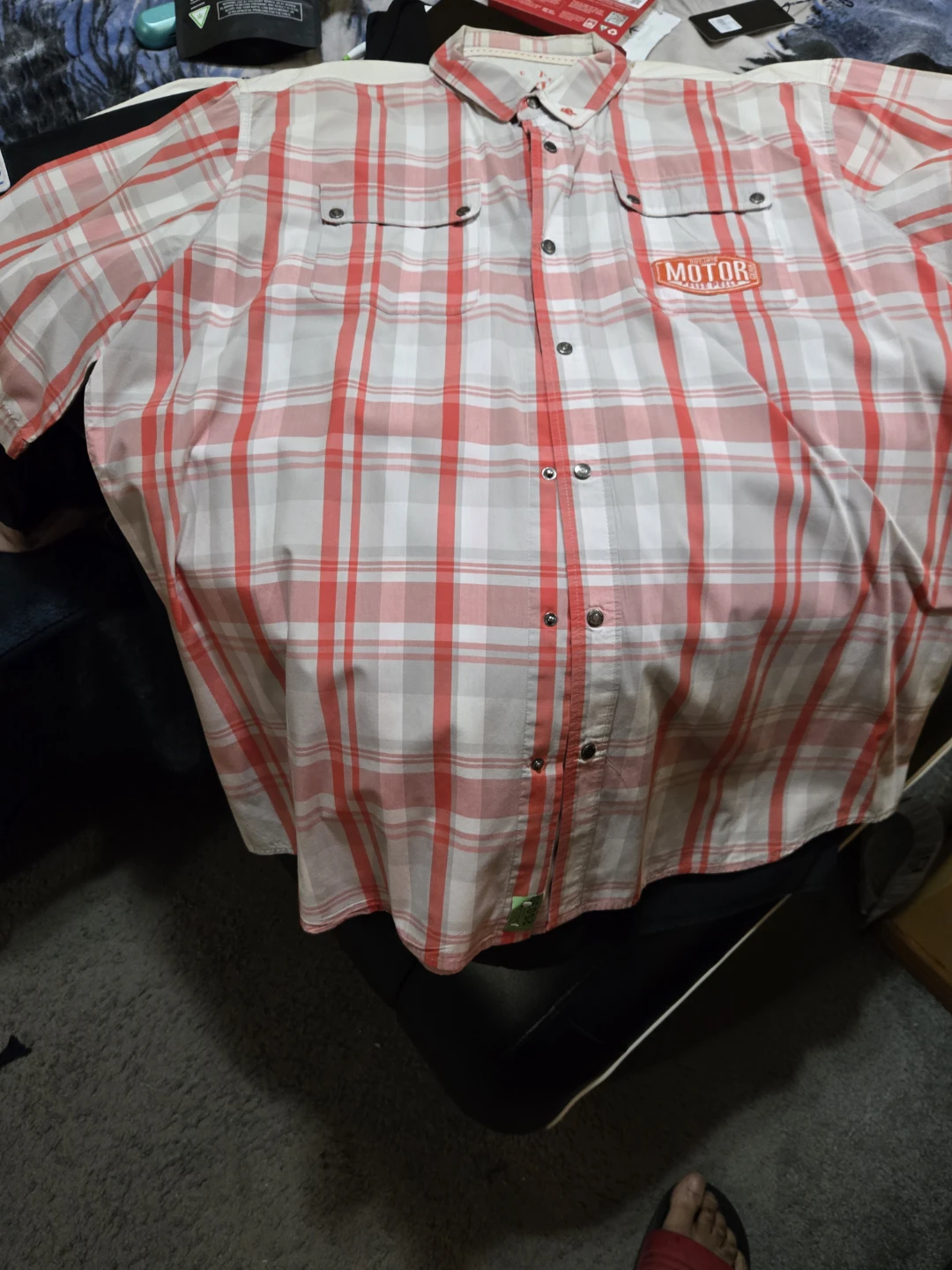 Pelle Pelle Motor Plaid Short Sleeve Button Up Shirt 4XL