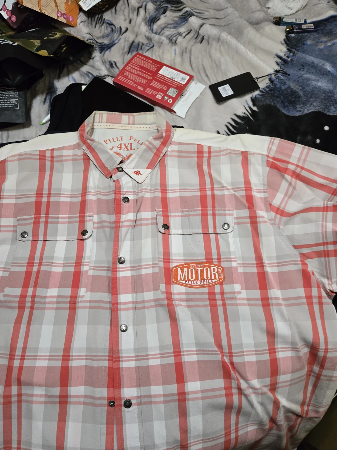 Pelle Pelle Motor Plaid Short Sleeve Button Up Shirt 4XL - photo 2
