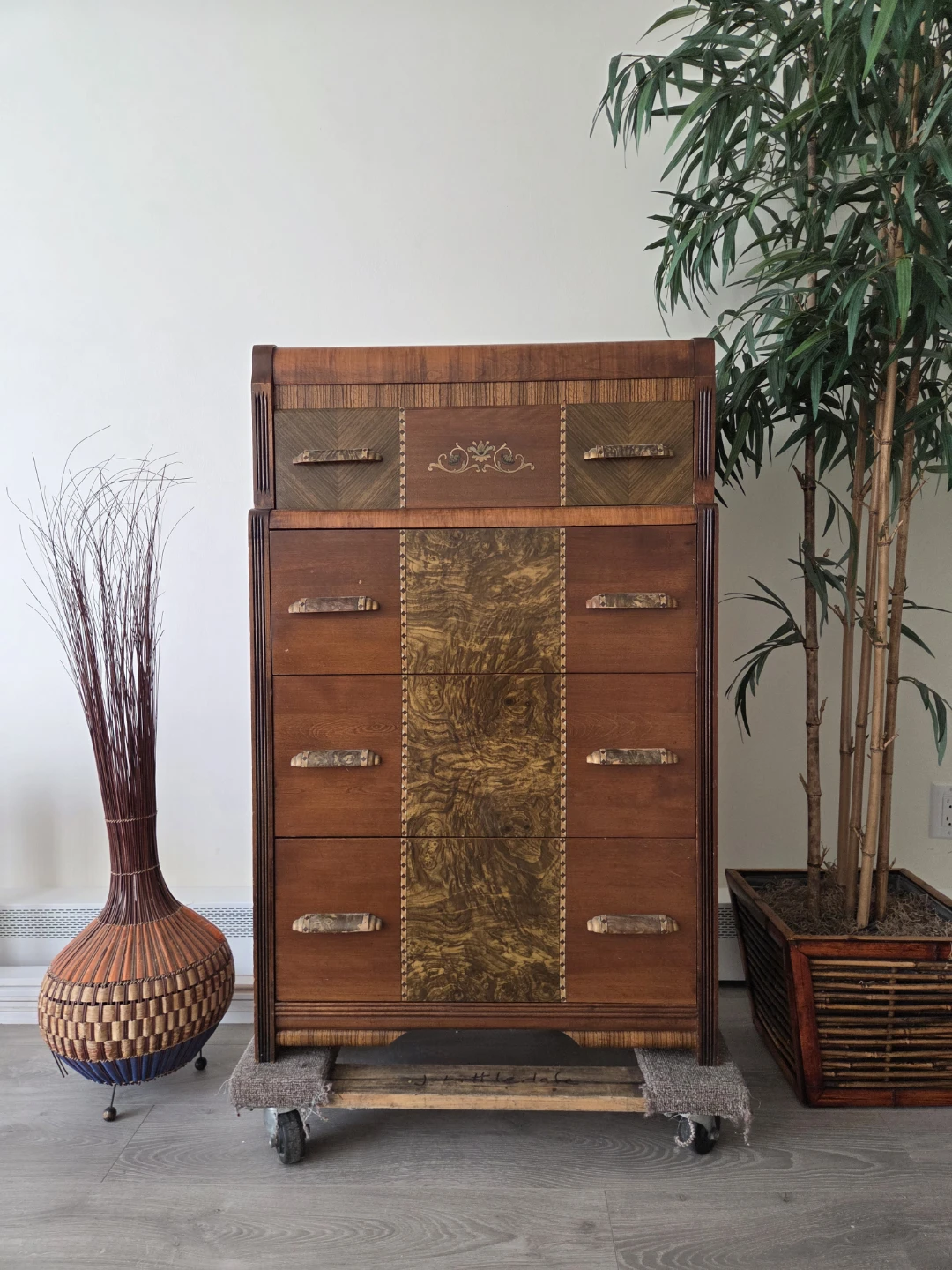 Antique Art Deco Design 4 Drawer Waterfall Dresser - photo 5